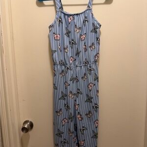 wonder nation Light Blue Striped Butterfly Print Girls' One-Piece